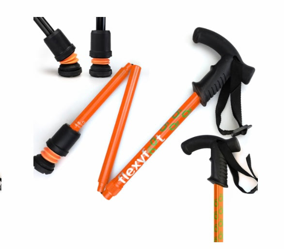 flexyfoot folding walking stick rubber handle colour orange