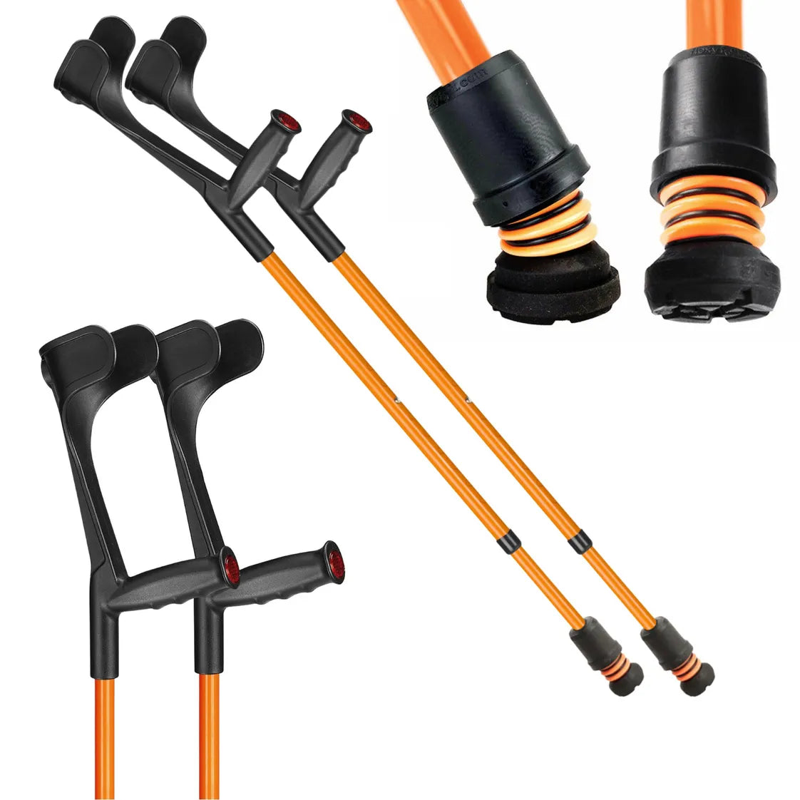 flexyfoot open cuff crutch pair colour orange