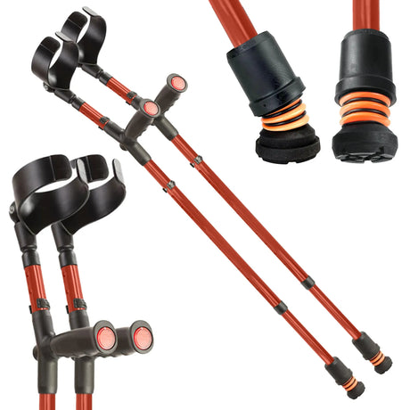flexyfoot closed cuff soft grip crutch pair colour red
